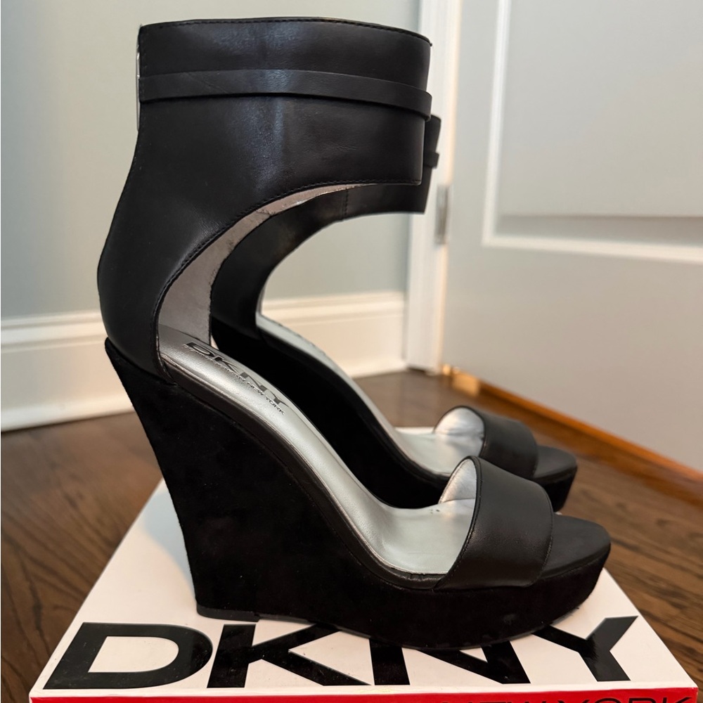 DKNY Black Wedge Heels